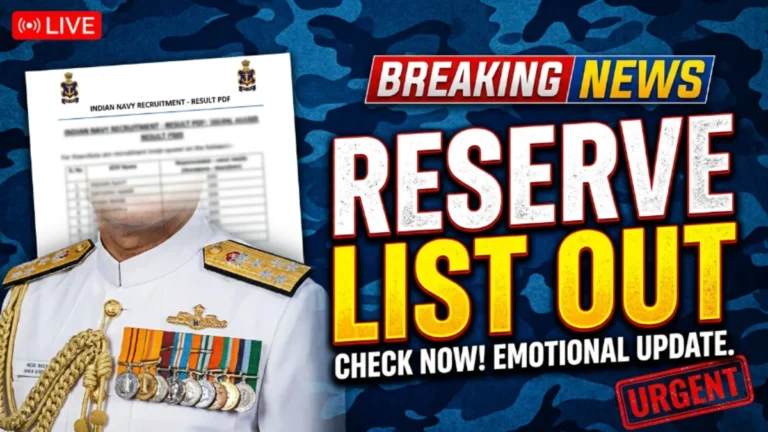 Indian Navy INCET 01/24 Reserve List 2026 Result PDF Download Check Online
