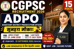 CGPSC ADPO Recruitment 2026 Apply Online for 15 Posts
