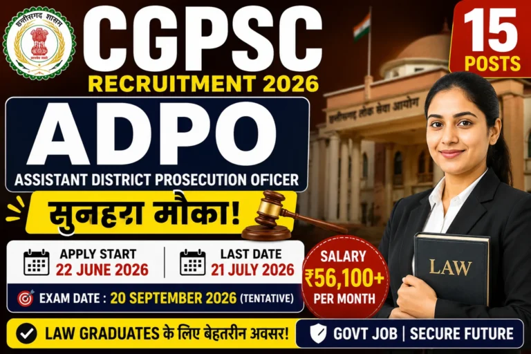 CGPSC ADPO Recruitment 2026 Apply Online for 15 Posts