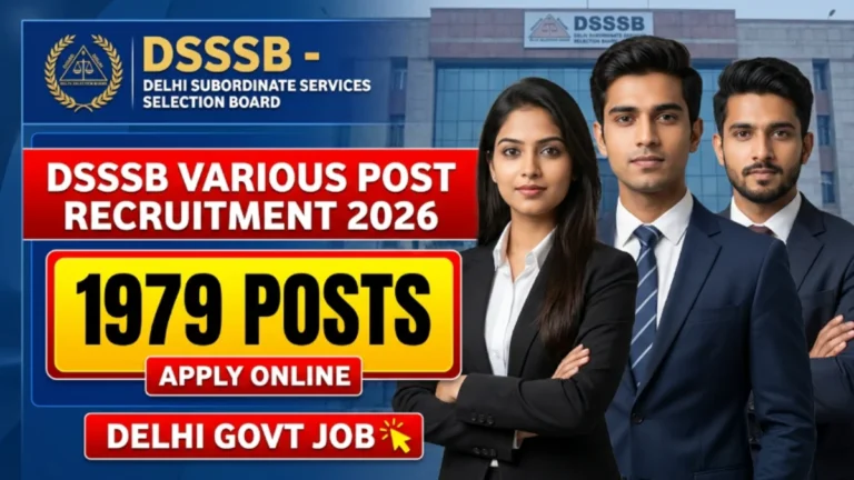 DSSSB Various Post Recruitment 2026 Apply Online for 1979 Vacancies Notification Released