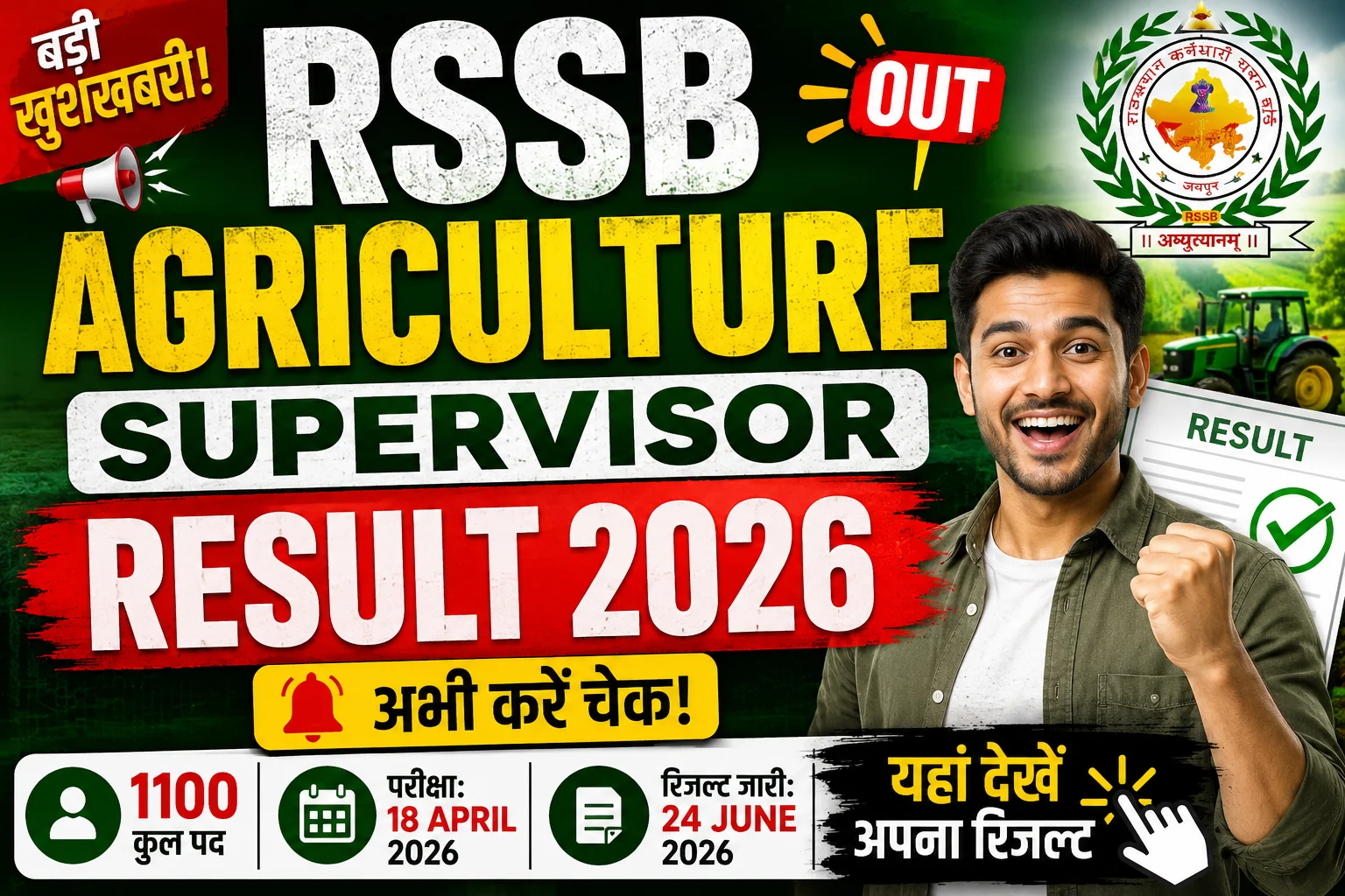 RSSB Agriculture Supervisor Result 2026 merit list PDF download