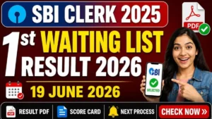 sbi clerk first waiting list result 2026 pdf download