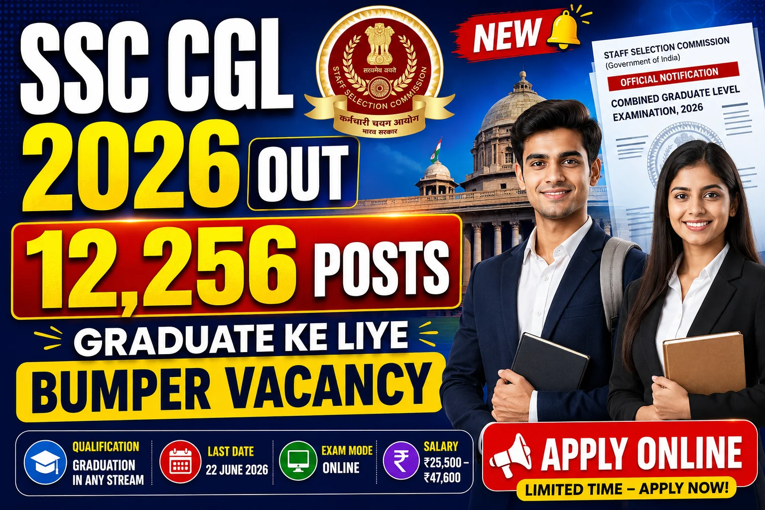 SSC CGL 2026 12256 Posts Apply Online
