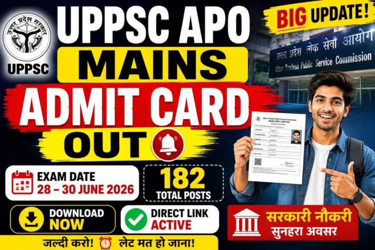 UPPSC APO Mains Admit Card 2026