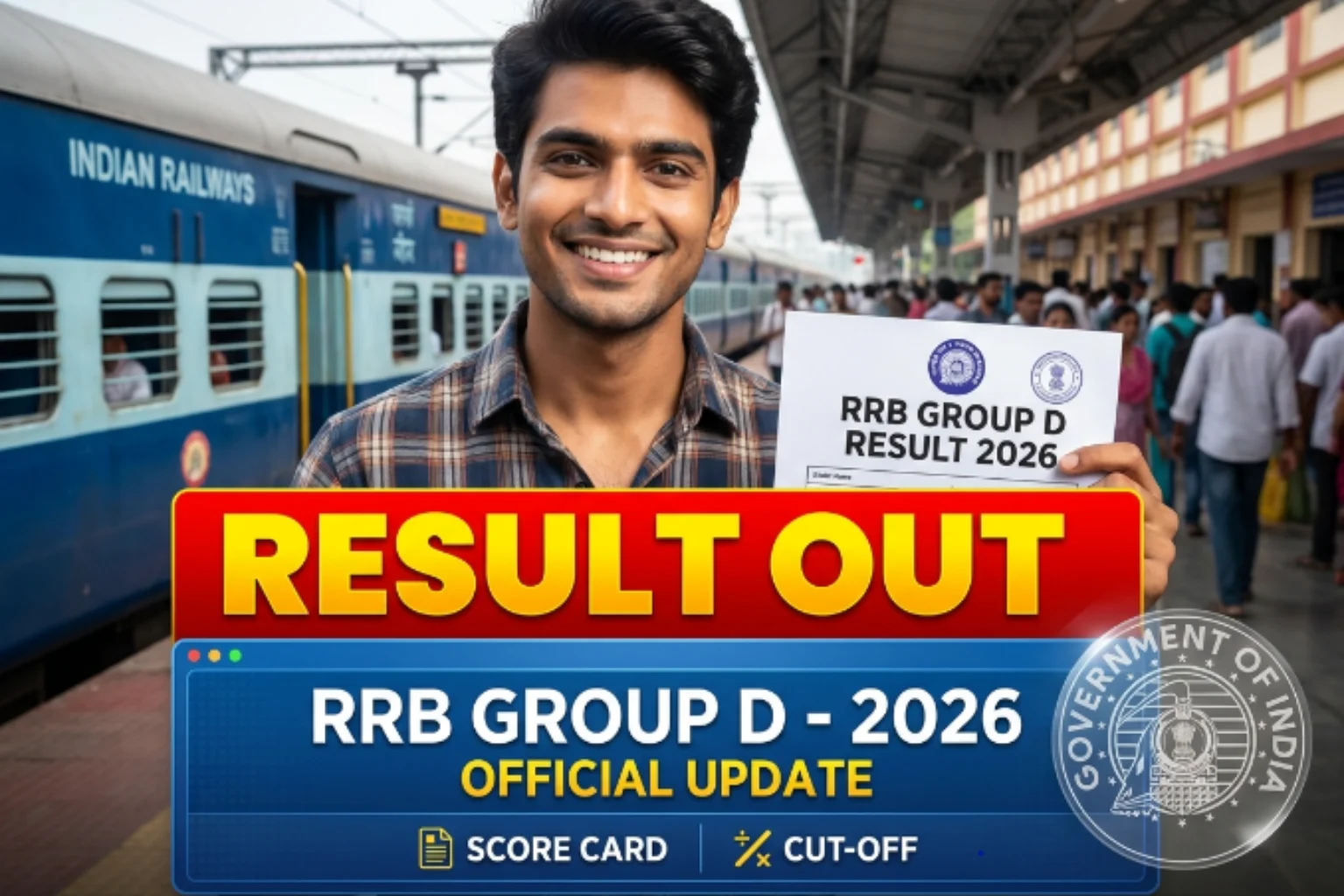 RRB Group D Result 2026 Score Card Download