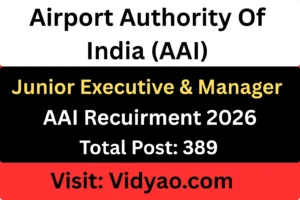 AAI Junior Executive Manager Recruitment 2026 Apply Online
