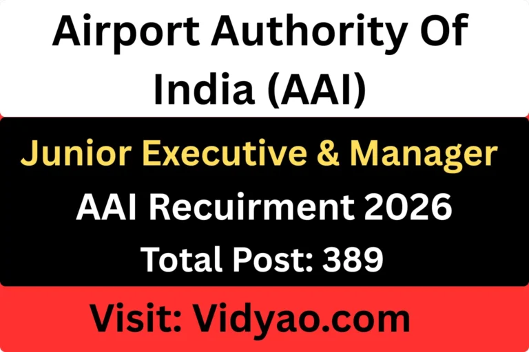 AAI Junior Executive Manager Recruitment 2026 Apply Online