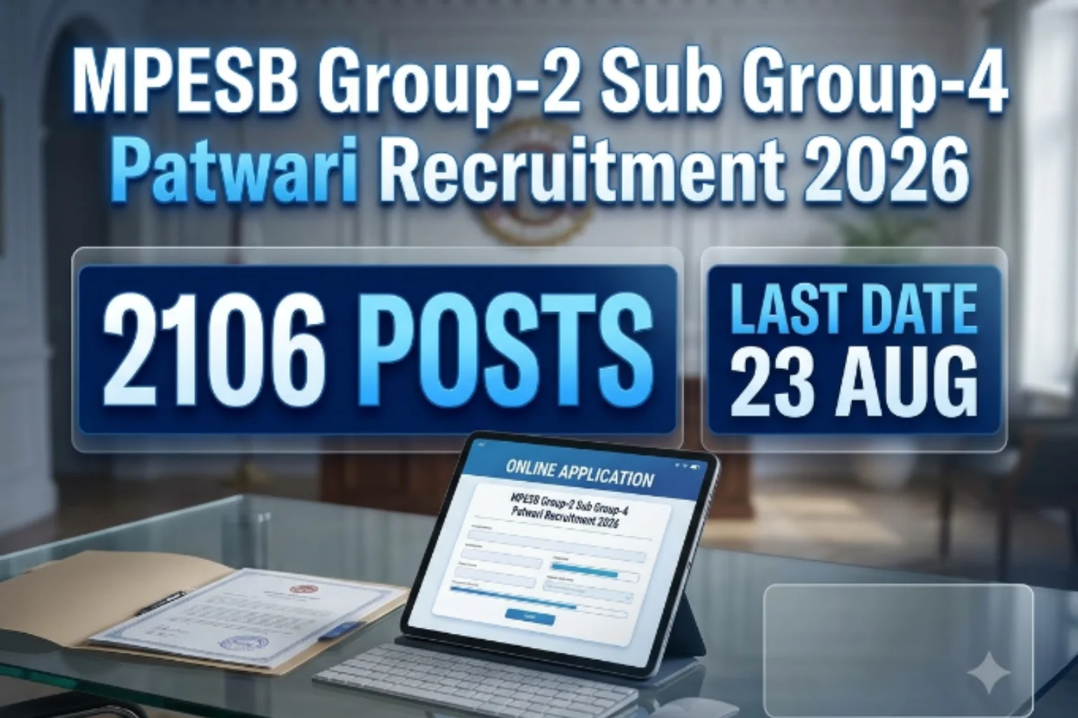 MPESB Group-2 Sub Group-4 Patwari Recruitment 2026 Apply Online for 2106 Posts