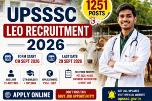 UPSSSC Livestock Extension Officer Recruitment 2026 Apply Online