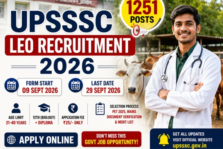 UPSSSC Livestock Extension Officer Recruitment 2026 Apply Online