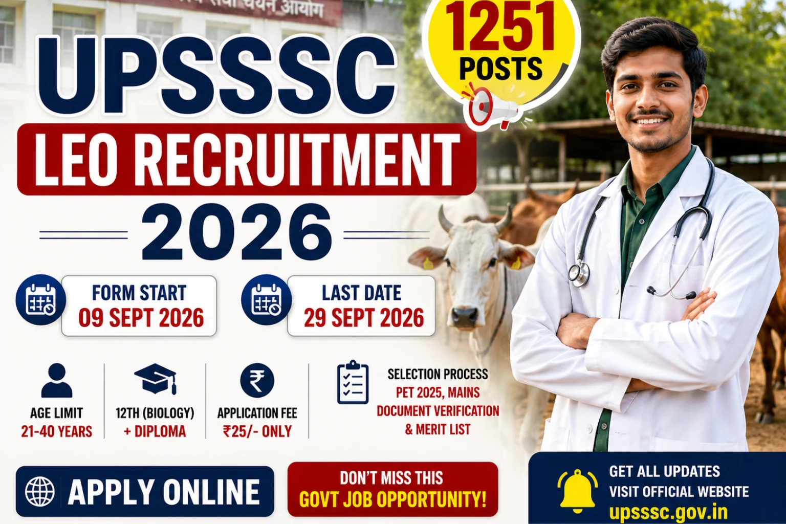 UPSSSC Livestock Extension Officer Recruitment 2026 Apply Online