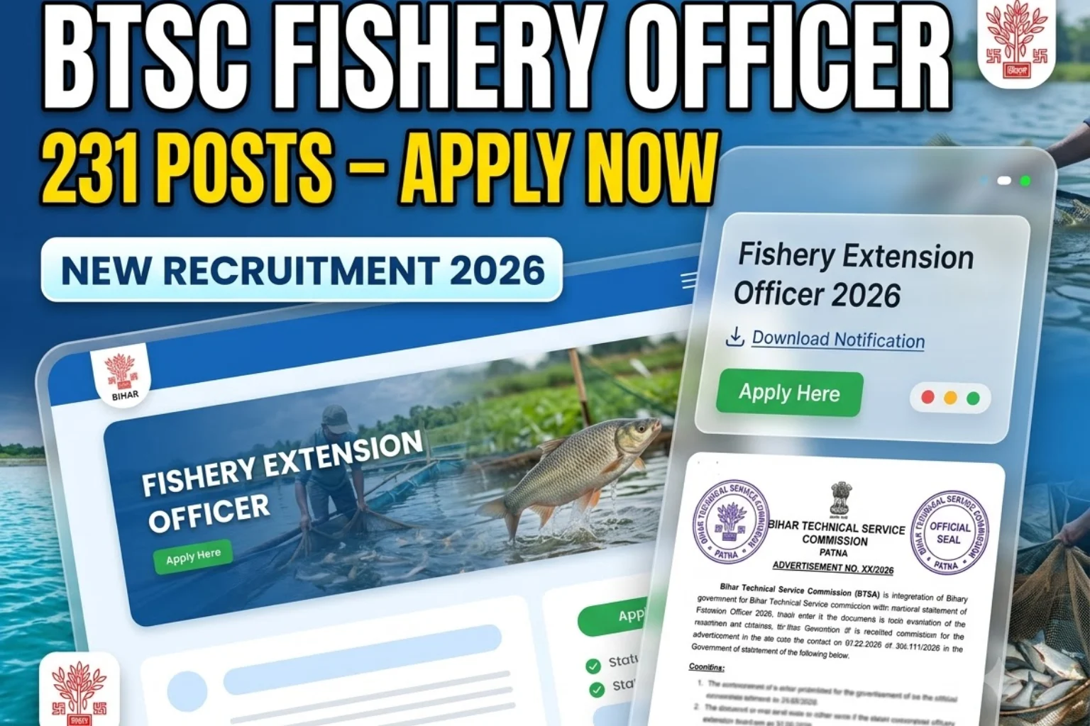 Bihar BTSC Fishery Extension Officer Recruitment 2026 Apply Online