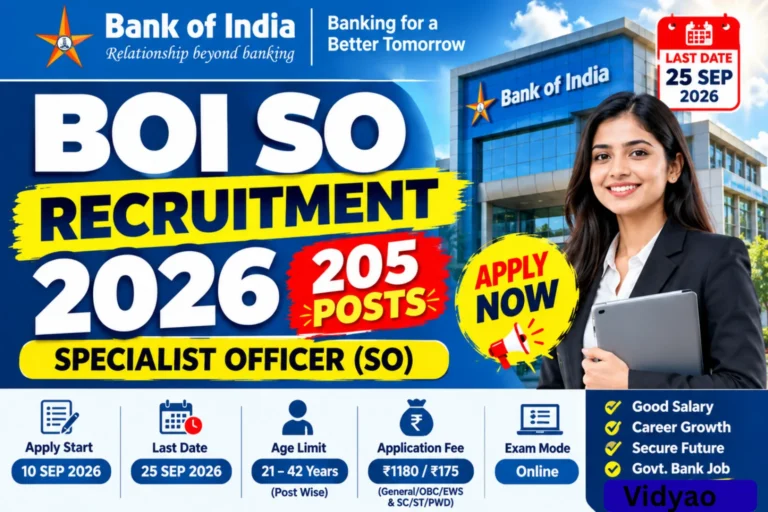 BOI SO Recruitment 2026 Apply Online