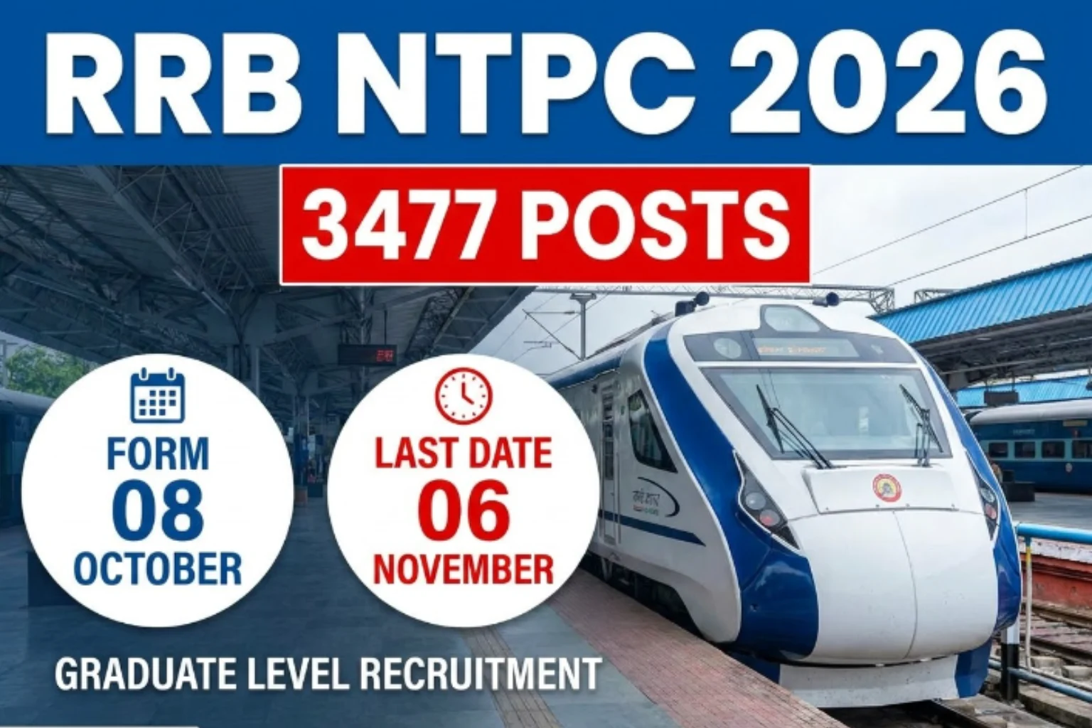 RRB NTPC Graduate Level 2026 3477 Posts Apply Online