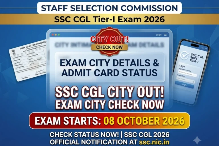 SSC CGL Exam City Details 2026