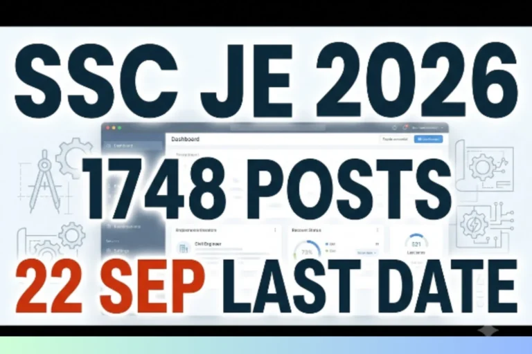 SSC JE Recruitment 2026 1748 Vacancy Apply Online