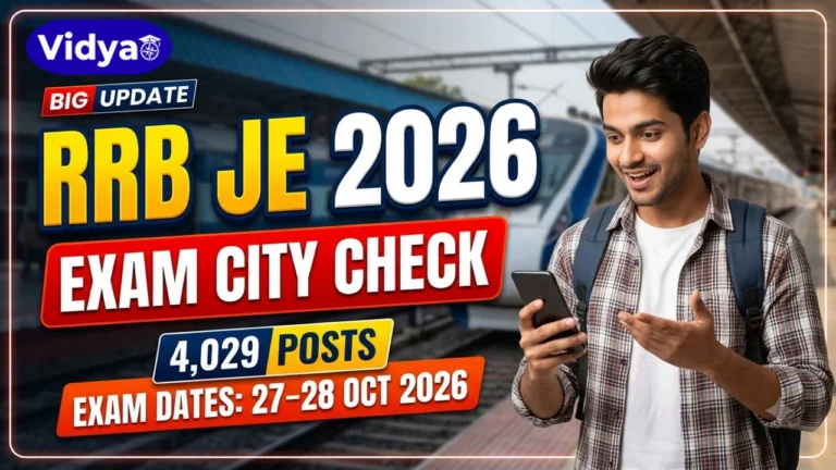 RRB JE Exam City Details 2026 download link